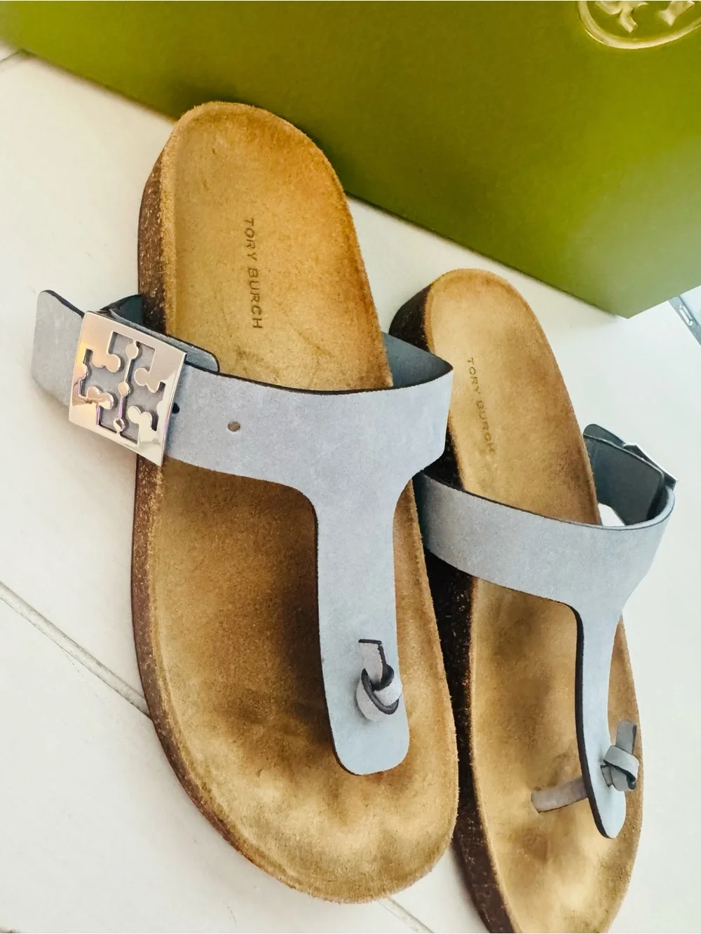 Tory Burch Aria Blue Mellow Thong Sandal/ Size 8.5/ Preloved- Great Condition